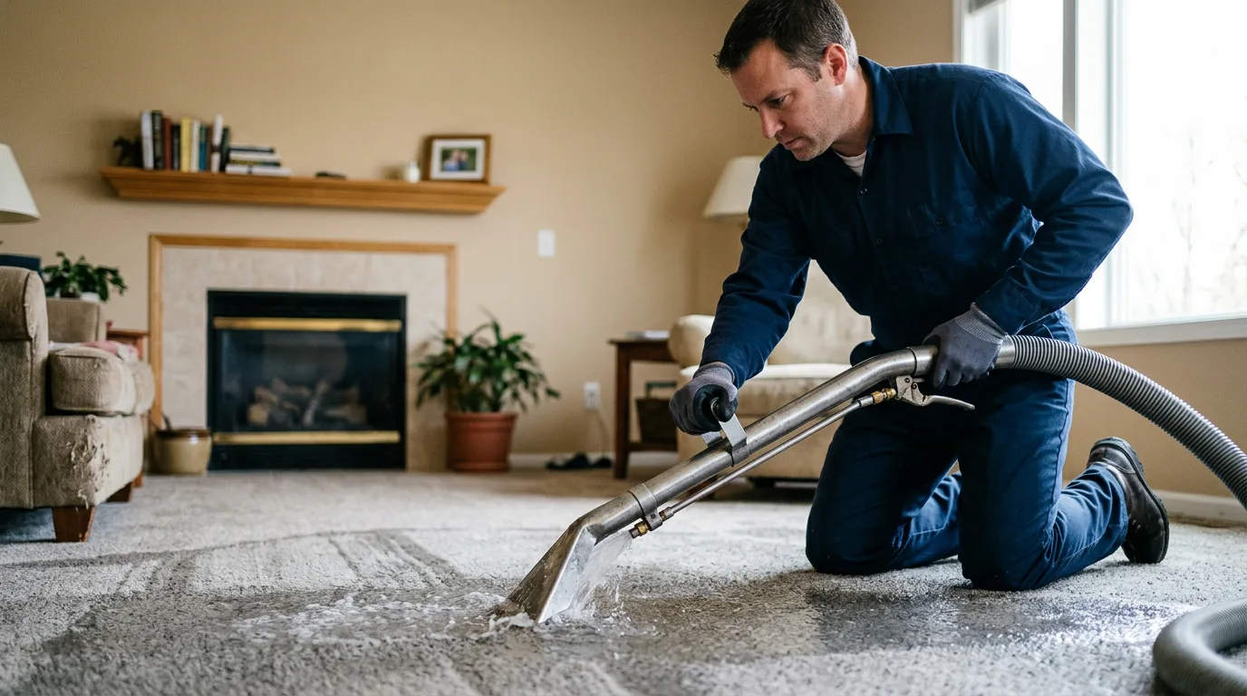 Water damage restoration technician working near Monticello, ME